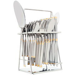 Elegant Cutlery Set 26Pcs -Golden Half Dot