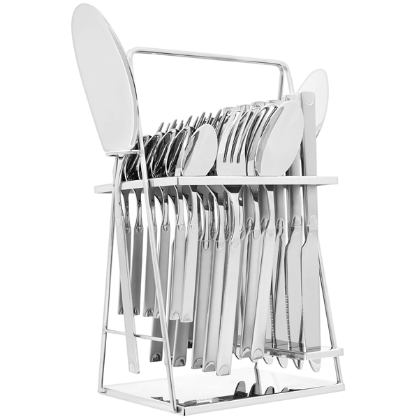 Elegant Cutlery Set 26Pcs -Silver Half Dot
