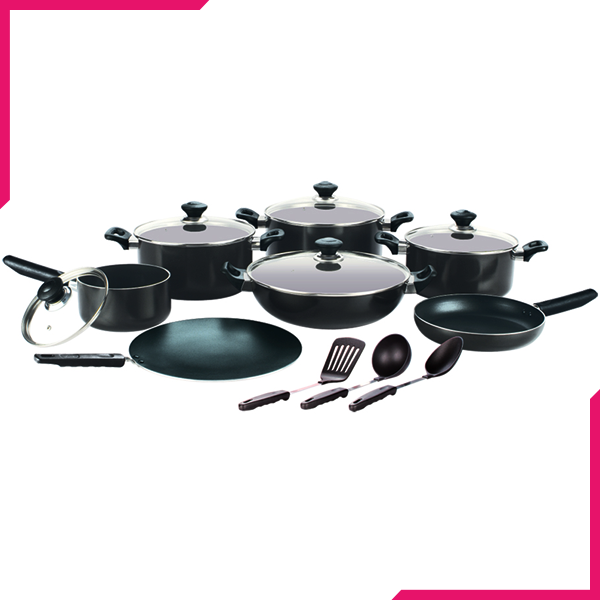 Kitchen King Lumina Cook Set 15Pcs Black - bakeware bake house kitchenware bakers supplies baking