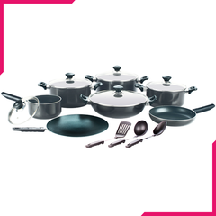 Kitchen King Lumina Cook Set 15Pcs Gray - bakeware bake house kitchenware bakers supplies baking