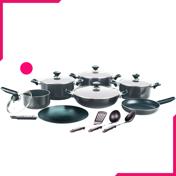 Kitchen King Lumina Cook Set 15Pcs Pink - bakeware bake house kitchenware bakers supplies baking