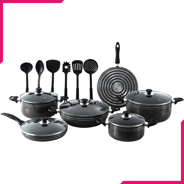 Kitchen King Karfto Plus Cook Set 17Pcs Black - bakeware bake house kitchenware bakers supplies baking