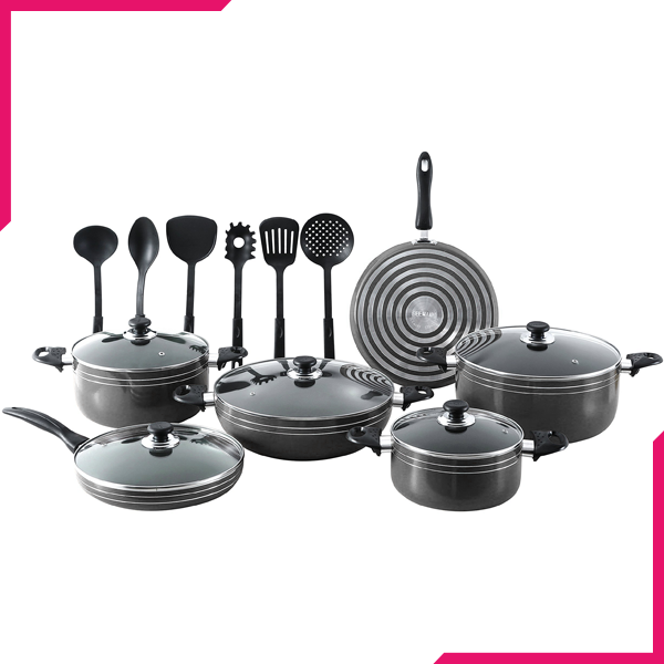 Kitchen King Karfto Plus Cook Set 17Pcs Gray - bakeware bake house kitchenware bakers supplies baking