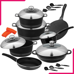 Kitchen King Cambria Cook Set 18Pcs Black - bakeware bake house kitchenware bakers supplies baking