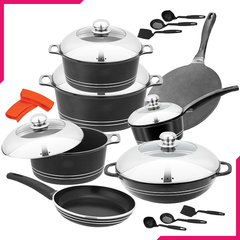 Kitchen King Cambria Cook Set 18Pcs Gray - bakeware bake house kitchenware bakers supplies baking