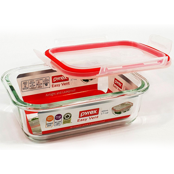 Pyrex Easy Vent Square Glass Food Storage Container - bakeware bake house kitchenware bakers supplies baking