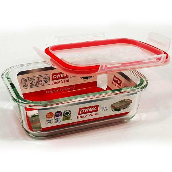 Pyrex Easy Vent Square Glass Food Storage Container - bakeware bake house kitchenware bakers supplies baking