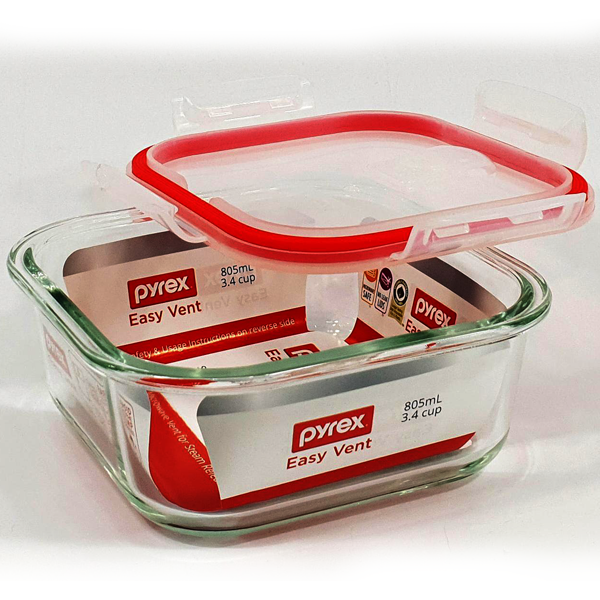 Pyrex Easy Vent Square Glass Food Storage Container - bakeware bake house kitchenware bakers supplies baking