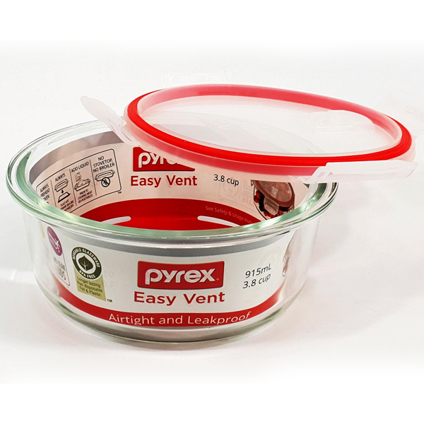 Pyrex Easy Vent Round Glass Food Storage Container - bakeware bake house kitchenware bakers supplies baking
