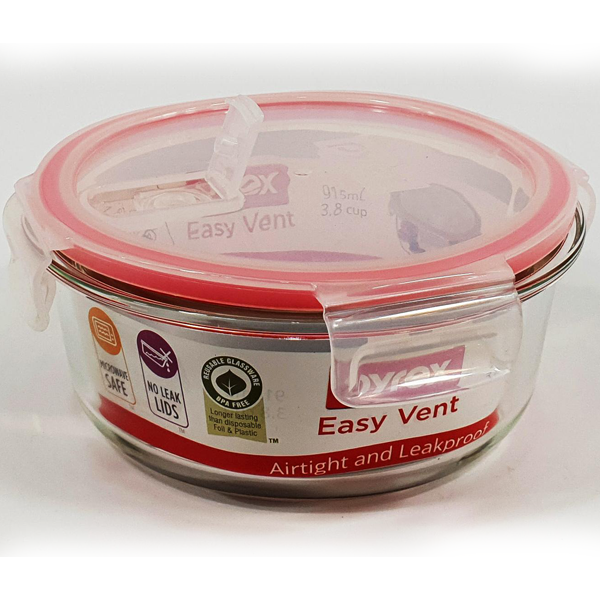 Pyrex Easy Vent Round Glass Food Storage Container - bakeware bake house kitchenware bakers supplies baking