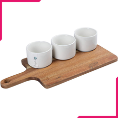 Symphony Acacia Tray & Round Bowl Set 4Pcs - bakeware bake house kitchenware bakers supplies baking