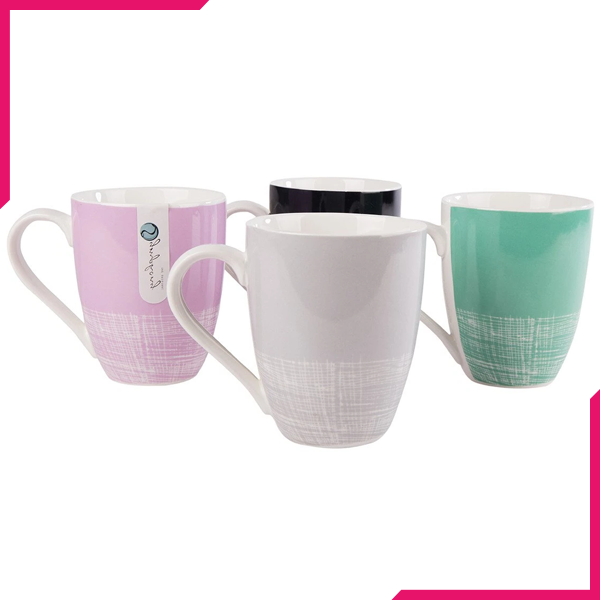 Symphony Crosshatch Mugs 4Pcs - bakeware bake house kitchenware bakers supplies baking