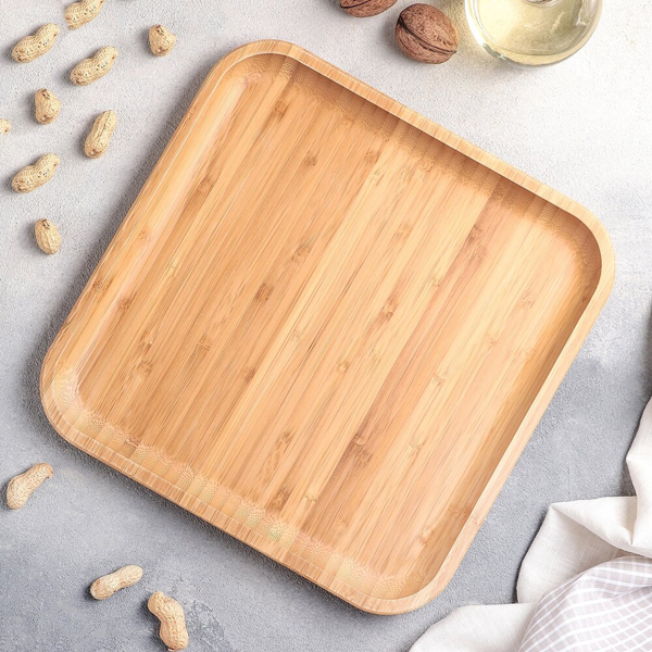 Wilmax Natural Bamboo Plate 5" X 5" - bakeware bake house kitchenware bakers supplies baking