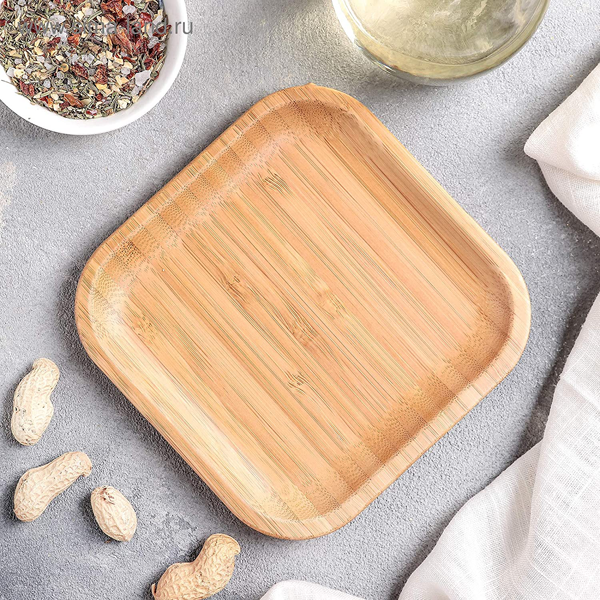 Wilmax Natural Bamboo Plate 6" X 6" - bakeware bake house kitchenware bakers supplies baking