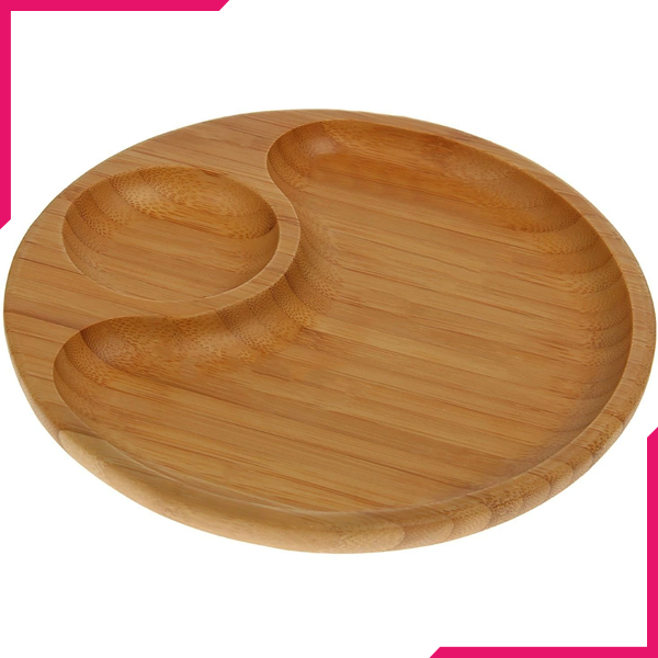 Wilmax Natural Bamboo 2 Section Platter 14" - bakeware bake house kitchenware bakers supplies baking