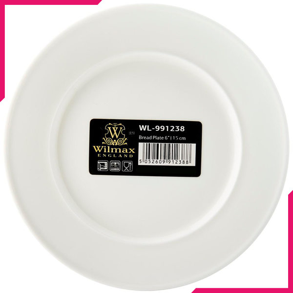 Wilmax Fine Porcelain Bread Plate 6" - bakeware bake house kitchenware bakers supplies baking