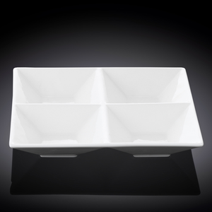 Wilmax Fine Porcelain Divided Square Dish 8" X 8" - bakeware bake house kitchenware bakers supplies baking