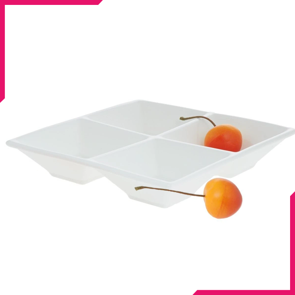 Wilmax Fine Porcelain Divided Square Dish 8" X 8" - bakeware bake house kitchenware bakers supplies baking