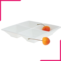 Wilmax Fine Porcelain Divided Square Dish 8" X 8" - bakeware bake house kitchenware bakers supplies baking