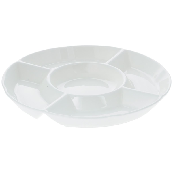 Wilmax Fine Porcelain Divided Round Dish 10" - bakeware bake house kitchenware bakers supplies baking