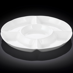 Wilmax Fine Porcelain Divided Round Dish 10" - bakeware bake house kitchenware bakers supplies baking