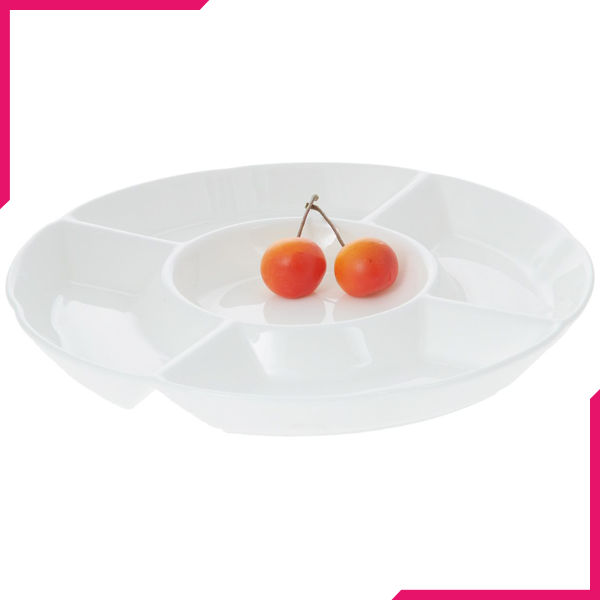 Wilmax Fine Porcelain Divided Round Dish 10" - bakeware bake house kitchenware bakers supplies baking