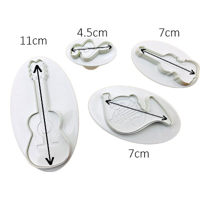 Fondant Instruments Musical Instrument Fondant Plunger Cutter 4Pcs Set – Bakeware.pk