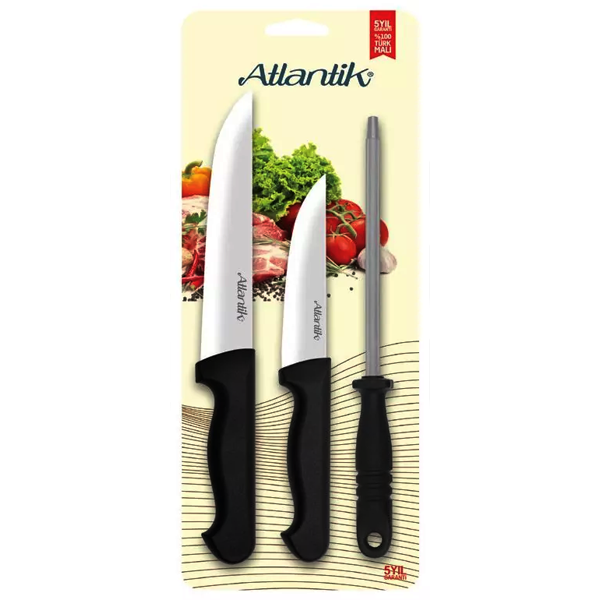 Pirge Atlantik Plastic Handle Trilateral Knife Set - bakeware bake house kitchenware bakers supplies baking