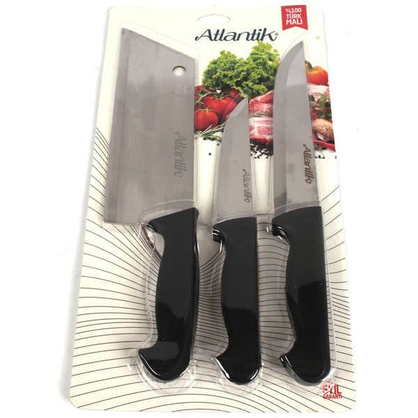 Pirge Atlantik Plastic Handle Triple Line Knife Set - bakeware bake house kitchenware bakers supplies baking