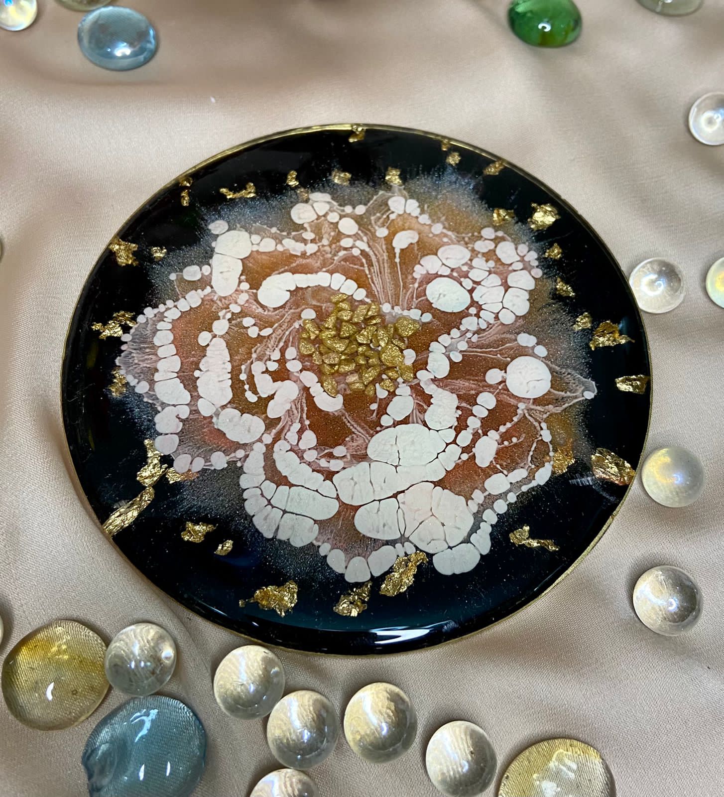 Handmade Resin Art Peach Flower Coaster Single