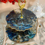 Handmade Resin Art Peacock 2 Tier Platter