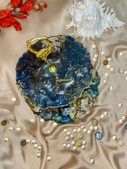 Handmade Resin Art Peacock 2 Tier Platter