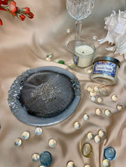 Handmade Resin Art Grey Large Coaster Single