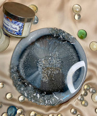 Handmade Resin Art Grey Large Coaster Single