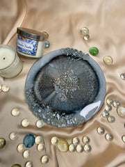 Handmade Resin Art Grey Large Coaster Single