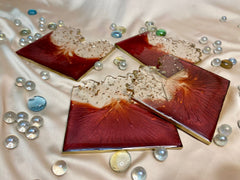 Handmade Resin Art Maroon Set Of 4 Coasters