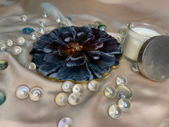 Handmade Resin Art Red & Black Floral Coaster Single