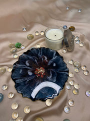 Handmade Resin Art Red & Black Floral Coaster Single