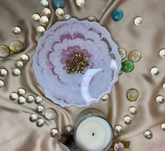Handmade Resin Art Pink White Flower Coaster