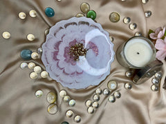 Handmade Resin Art Pink White Flower Coaster