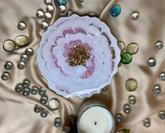 Handmade Resin Art Pink White Flower Coaster