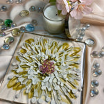 Handmade Resin Art Clear White Gold Flower