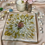 Handmade Resin Art Clear White Gold Flower