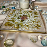 Handmade Resin Art Clear White Gold Flower