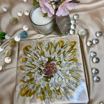 Handmade Resin Art Clear White Gold Flower