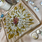 Handmade Resin Art Clear White Gold Flower