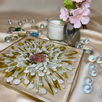Handmade Resin Art Clear White Gold Flower