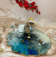 Handmade Resin Art Royal Blue Platter
