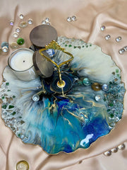 Handmade Resin Art Royal Blue Platter