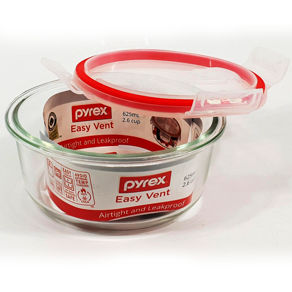 Pyrex Easy Vent Round Glass Food Storage Container – Bakeware.pk